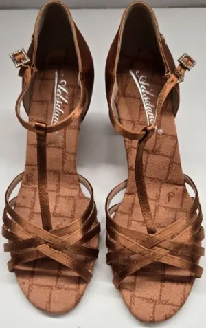 2.5" Ebba II -- Women's Latin Sandal -- Dark Tan Satin