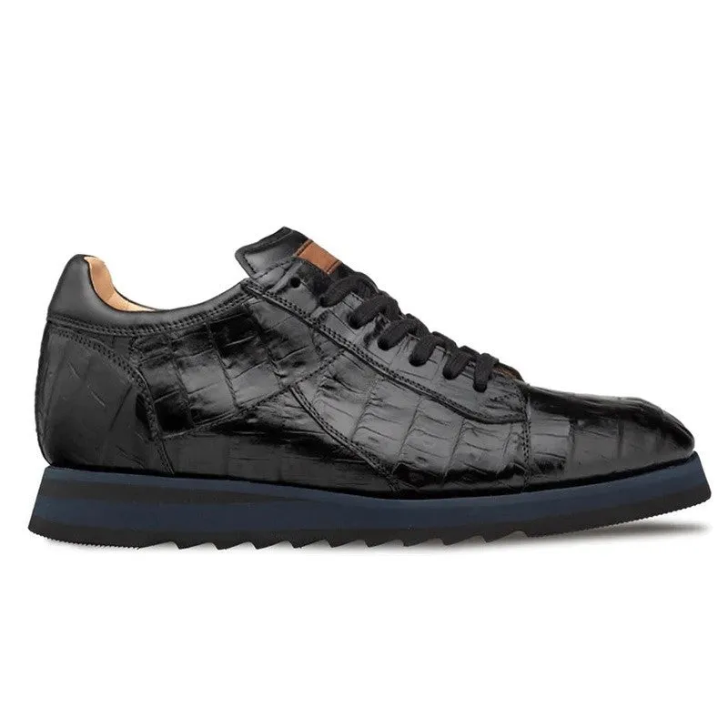 7 CM/2.76 Inches CMR CHAMARIPA Men's Height Increasing Sneakers - Black Exotic Crocodile Asymmetric Design