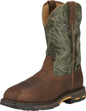 Ariat Mens Workhog Widesquaret Metguard Rugged Brown/Moss