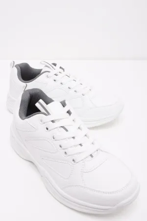 Lace Up Leather Trainer White