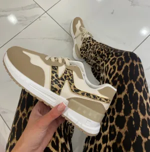 Lou Lou Leopard Print Nude Trainers