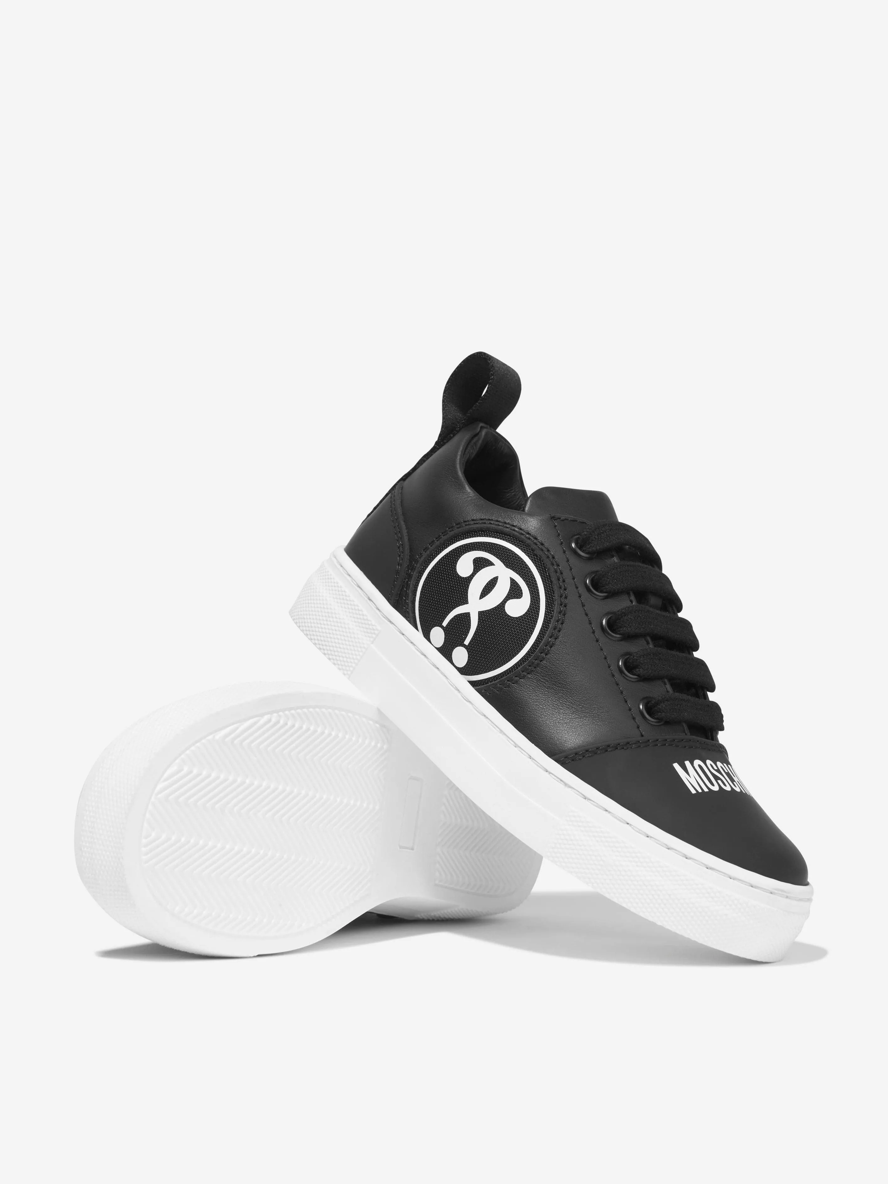 Moschino Boys Leather DQM Logo Trainers