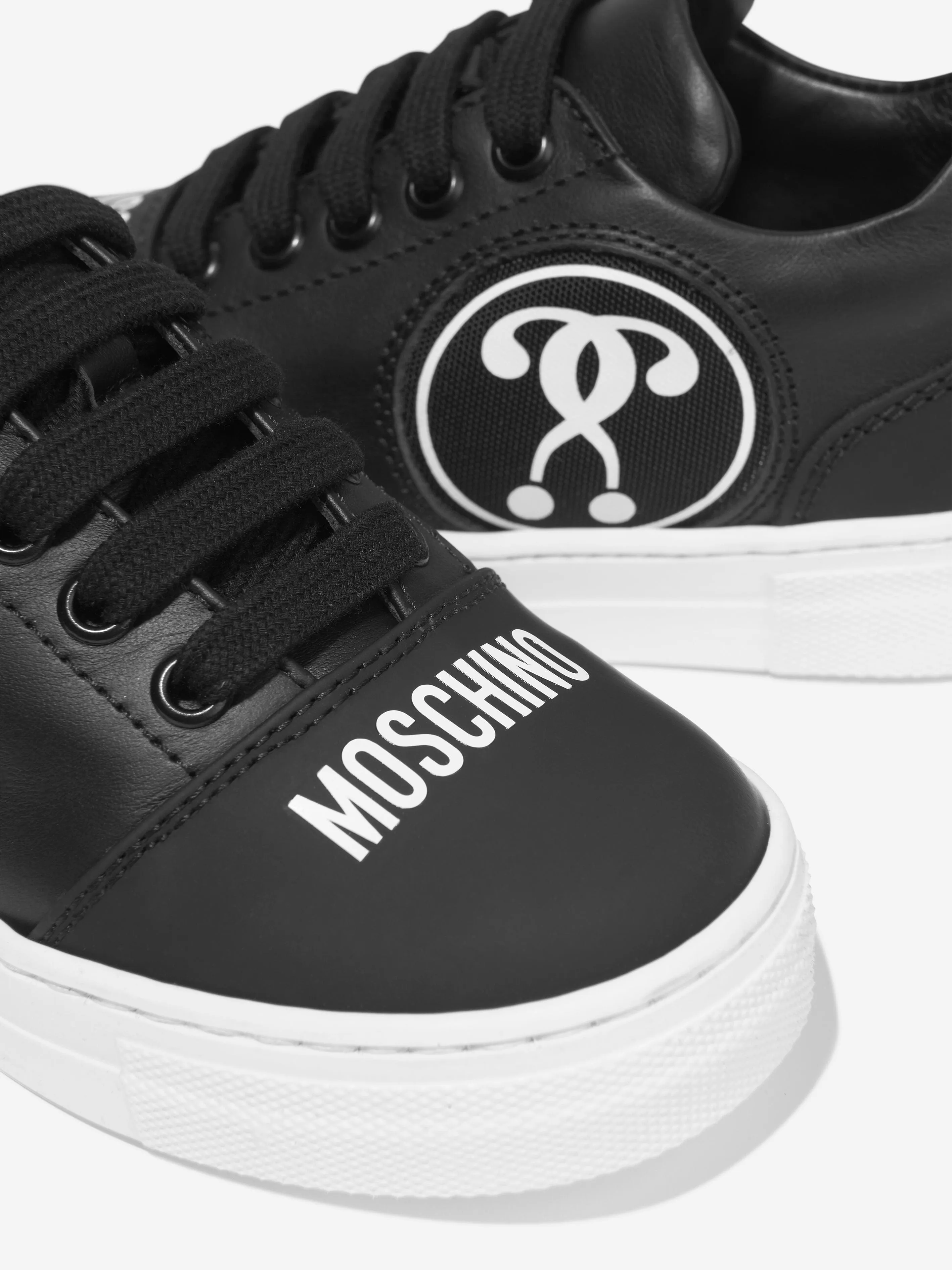 Moschino Boys Leather DQM Logo Trainers