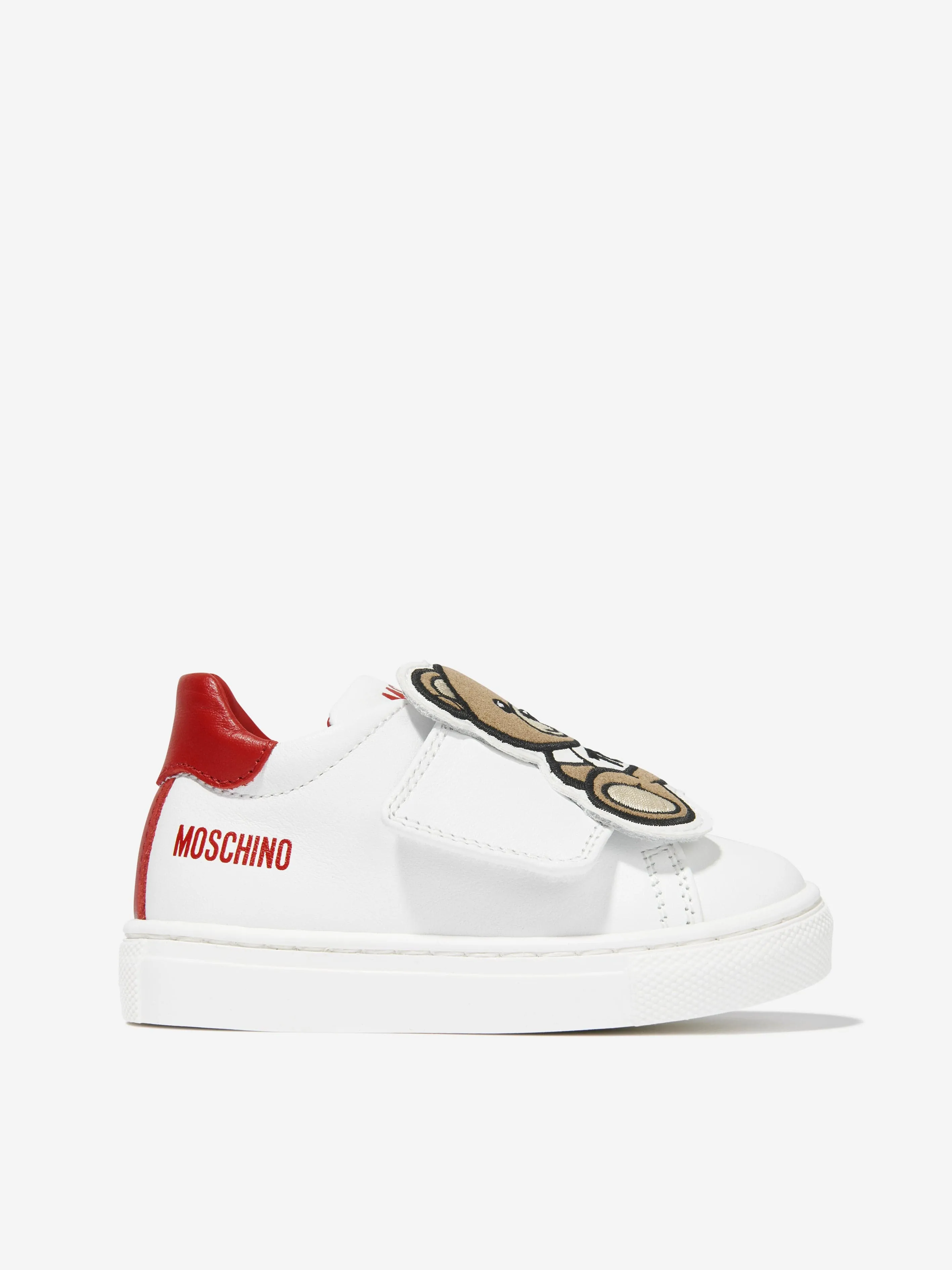 Moschino Kids Leather Teddy Bear Strap Trainers