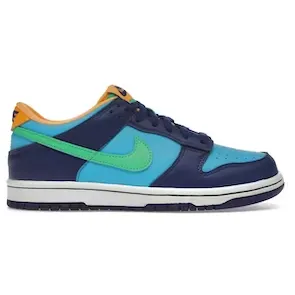 Nike Kid's Dunk Low Shoes - Baltic Blue / Deep Royal / Laser Orange / Electric Algae