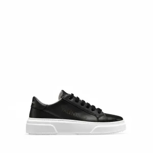 VALENTINO Lace Up Sneaker in black hide and laser detail