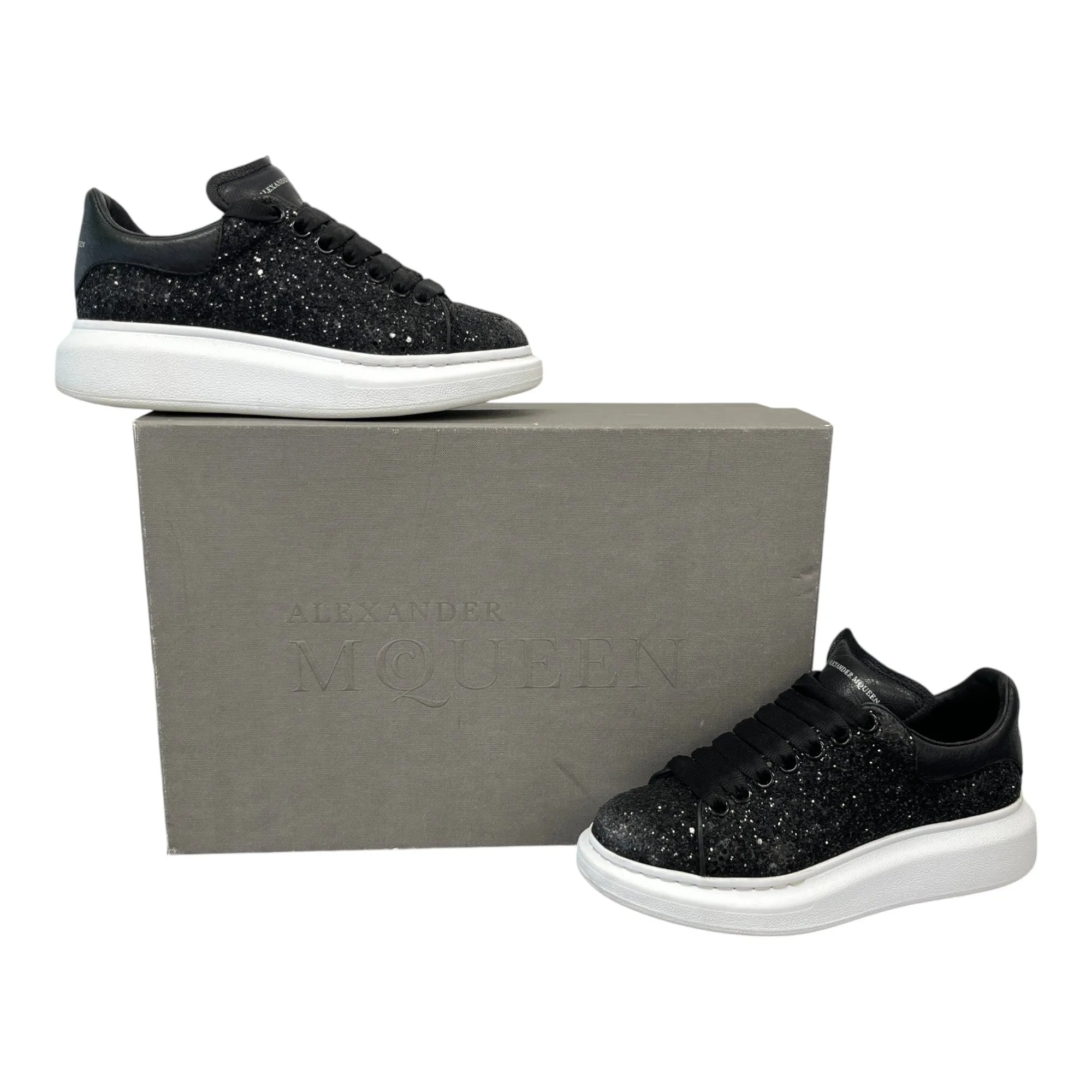 Women's Oversized Glitter Low Trainers Black Size EU 36.5 / UK 3.5