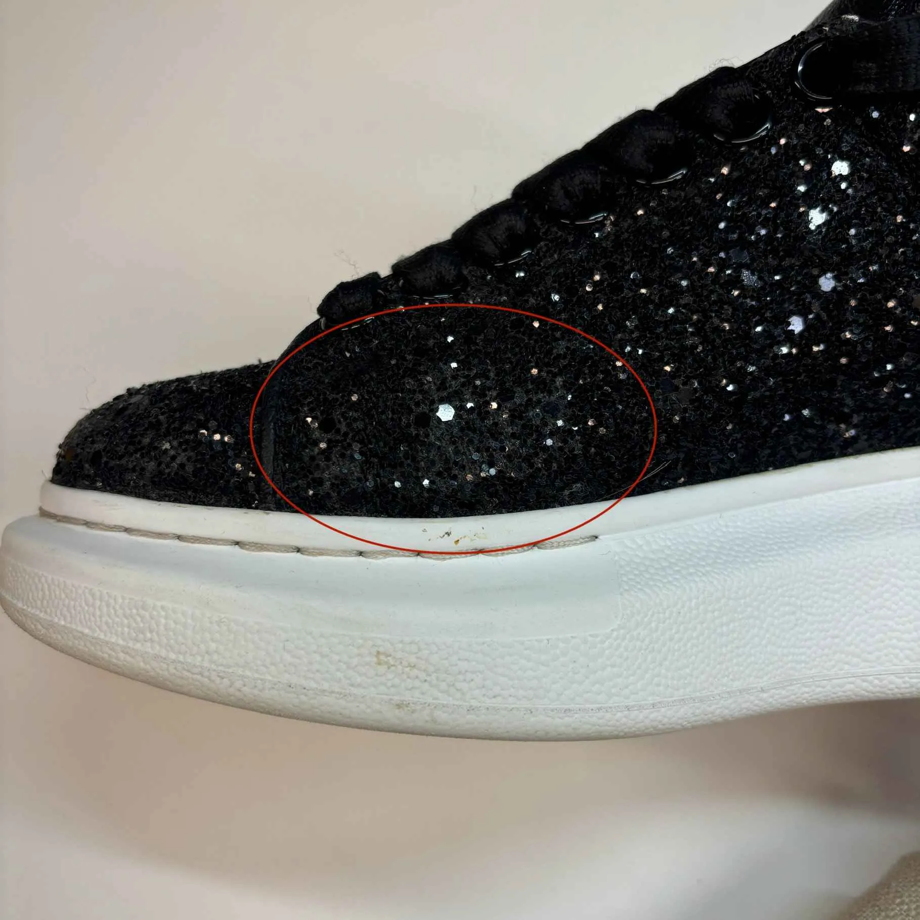 Women's Oversized Glitter Low Trainers Black Size EU 36.5 / UK 3.5