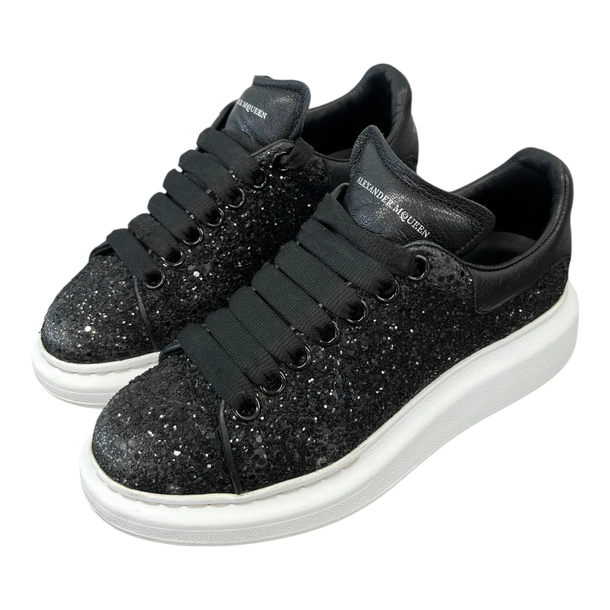 Women's Oversized Glitter Low Trainers Black Size EU 36.5 / UK 3.5