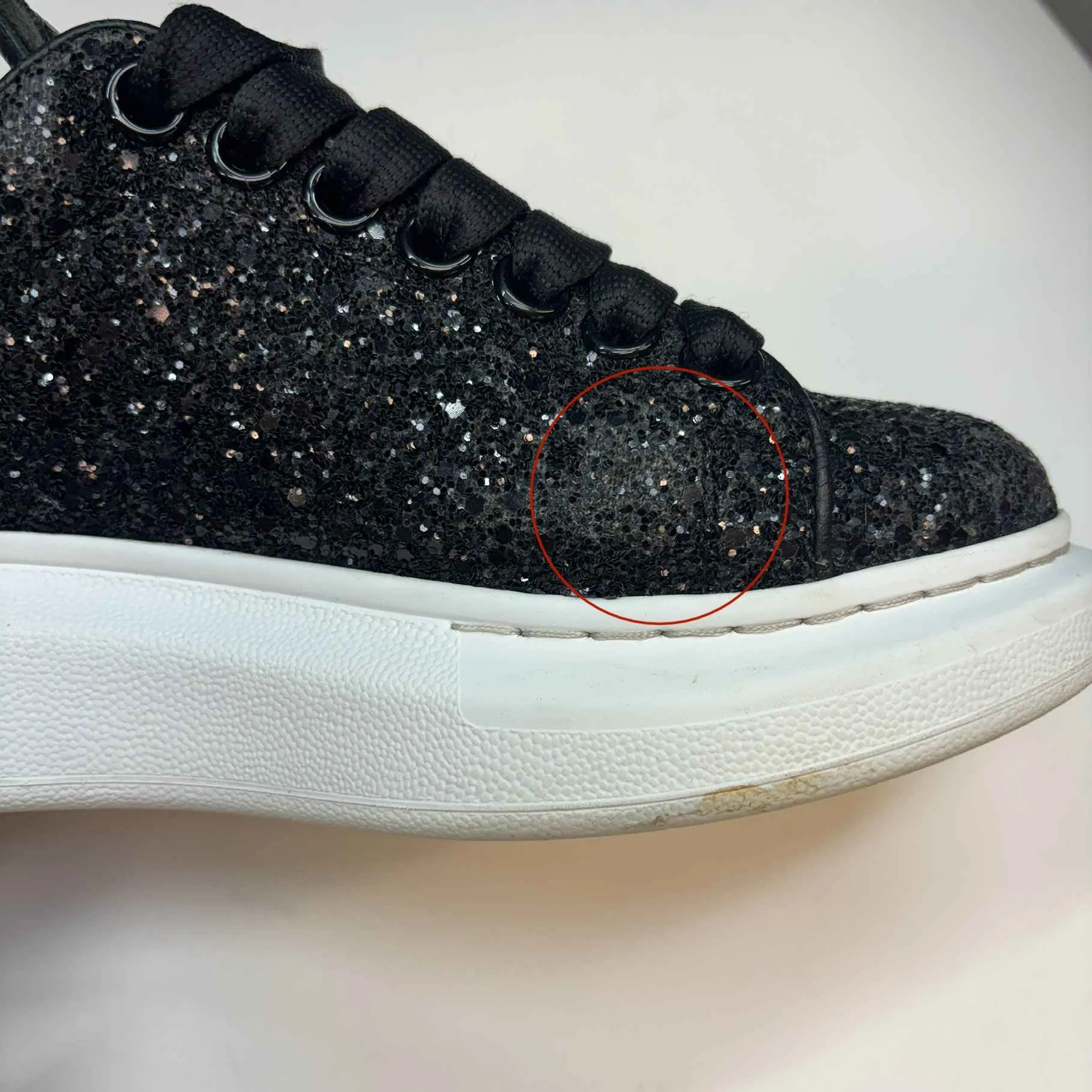 Women's Oversized Glitter Low Trainers Black Size EU 36.5 / UK 3.5